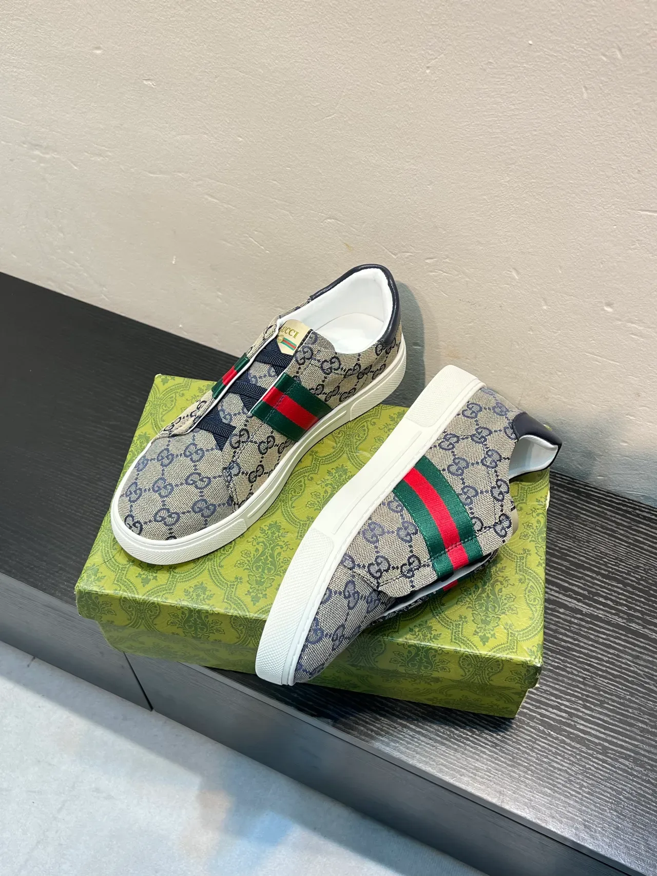 Gucci Ace GG Monogram Web Stripe Slip-On Lifestyle Sneakers 4
