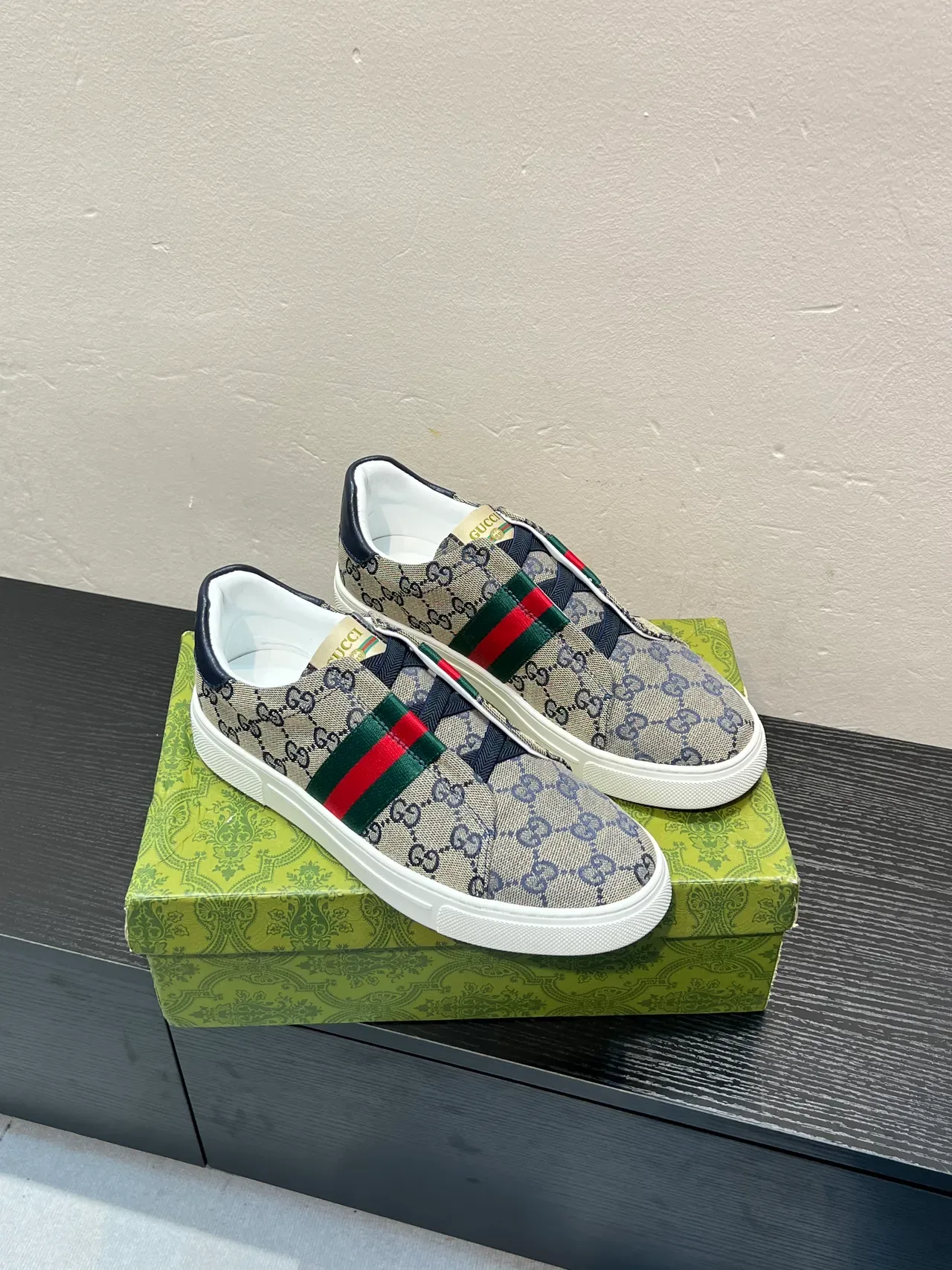 Gucci Ace GG Monogram Web Stripe Slip-On Lifestyle Sneakers 5