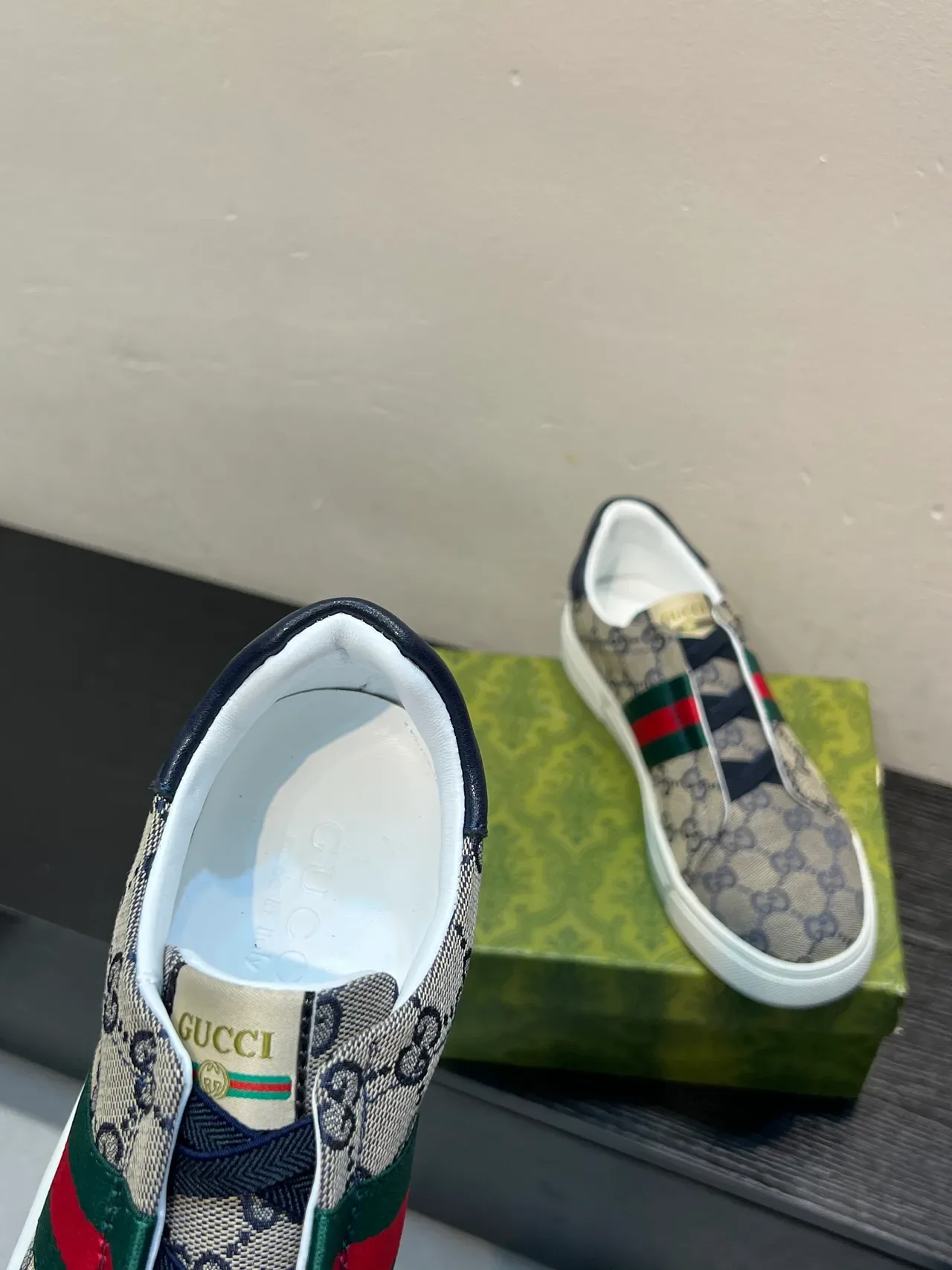 Gucci Ace GG Monogram Web Stripe Slip-On Lifestyle Sneakers 7