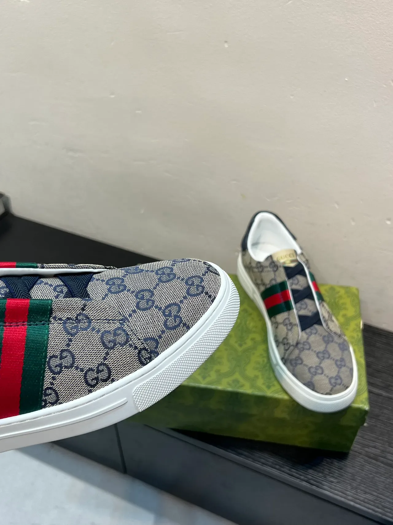 Gucci Ace GG Monogram Web Stripe Slip-On Lifestyle Sneakers 8
