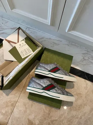 Gucci Ace Glitter Web Stripe Lifestyle Sneakers 7