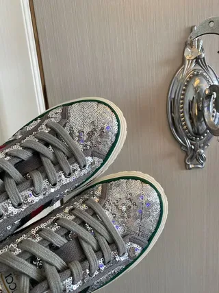 Gucci Ace Glitter Web Stripe Lifestyle Sneakers 8