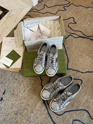 Gucci Ace Glitter Web Stripe Lifestyle Sneakers 9