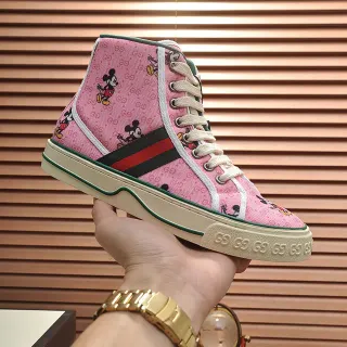 Gucci Ace High Top Pink Mickey Mouse Print Lifestyle Sneakers