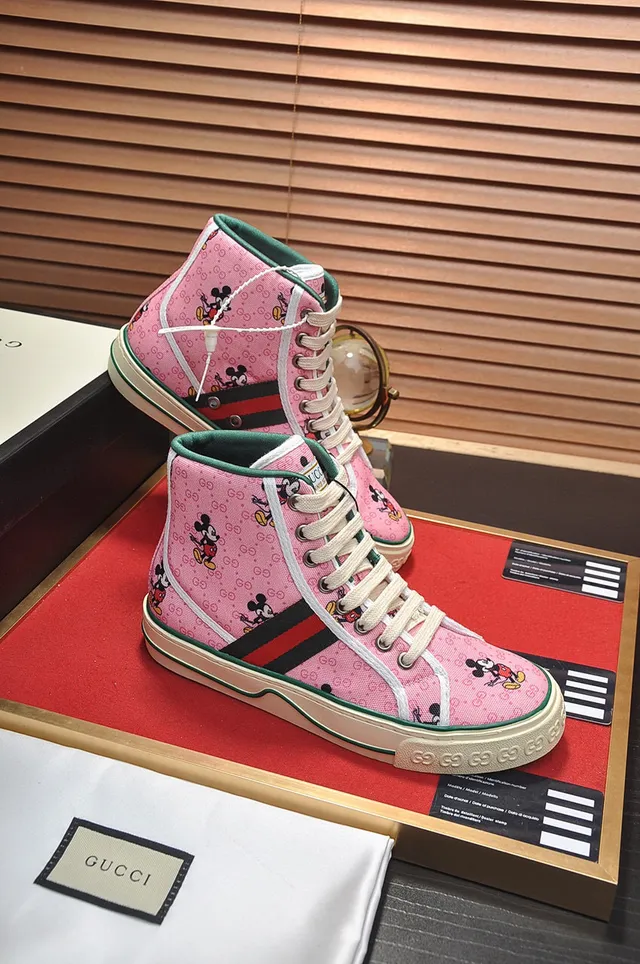 Gucci Ace High Top Pink Mickey Mouse Print Lifestyle Sneakers 6