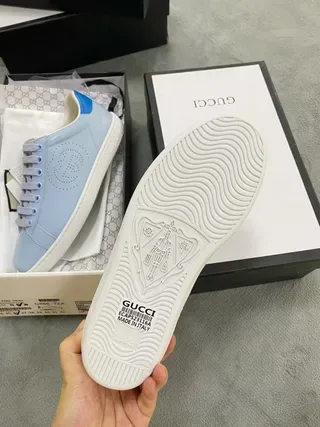 Gucci Ace Light Blue Perforated Logo Lifestyle Sneakers 2