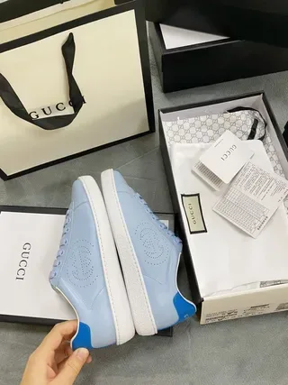 Gucci Ace Light Blue Perforated Logo Lifestyle Sneakers 3