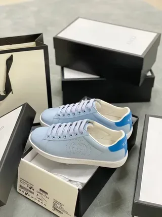 Gucci Ace Light Blue Perforated Logo Lifestyle Sneakers 4