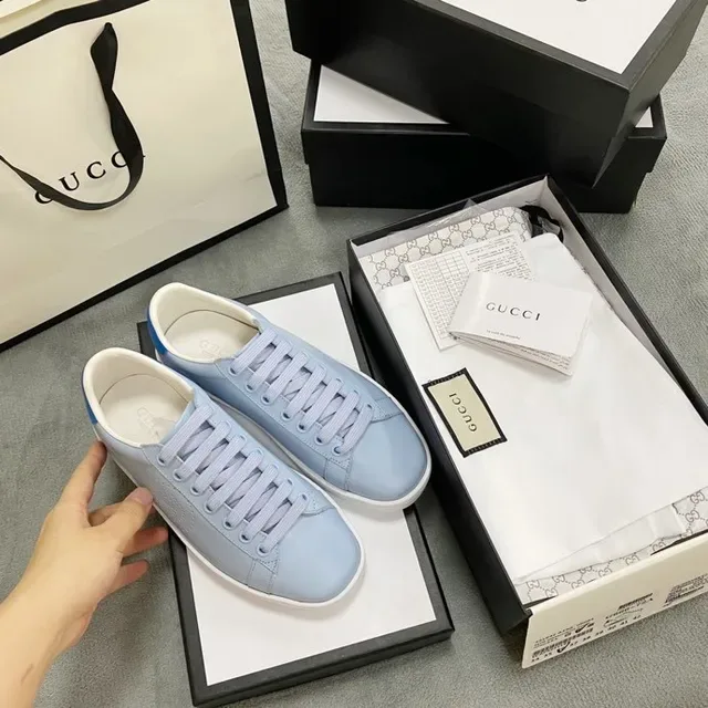 Gucci Ace Light Blue Perforated Logo Lifestyle Sneakers 5