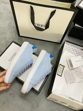 Gucci Ace Light Blue Perforated Logo Lifestyle Sneakers 7