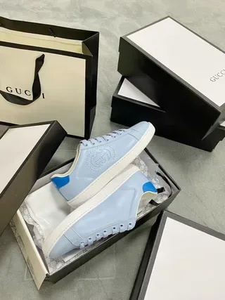 Gucci Ace Light Blue Perforated Logo Lifestyle Sneakers 8
