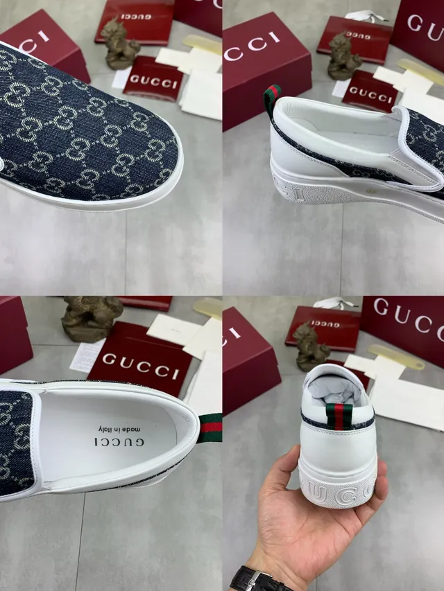 Gucci Ace Navy GG Monogram Slip-On Loafers 2