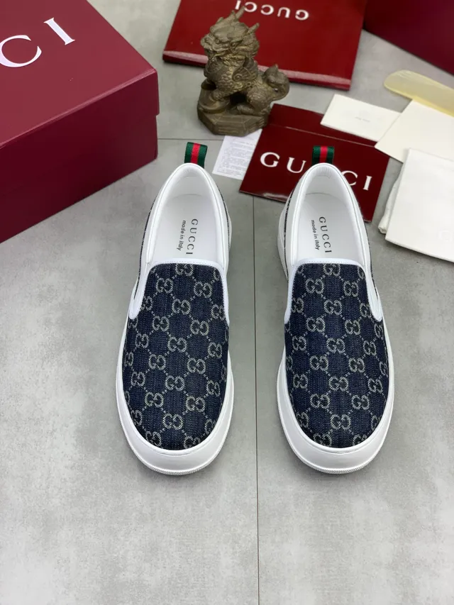 Gucci Ace Navy GG Monogram Slip-On Loafers 4