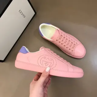 Gucci Ace Pink and Lavender Perforated Logo Lifestyle Sneakers
