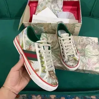 Gucci Ace Printed Canvas Web Stripe Lifestyle Sneakers