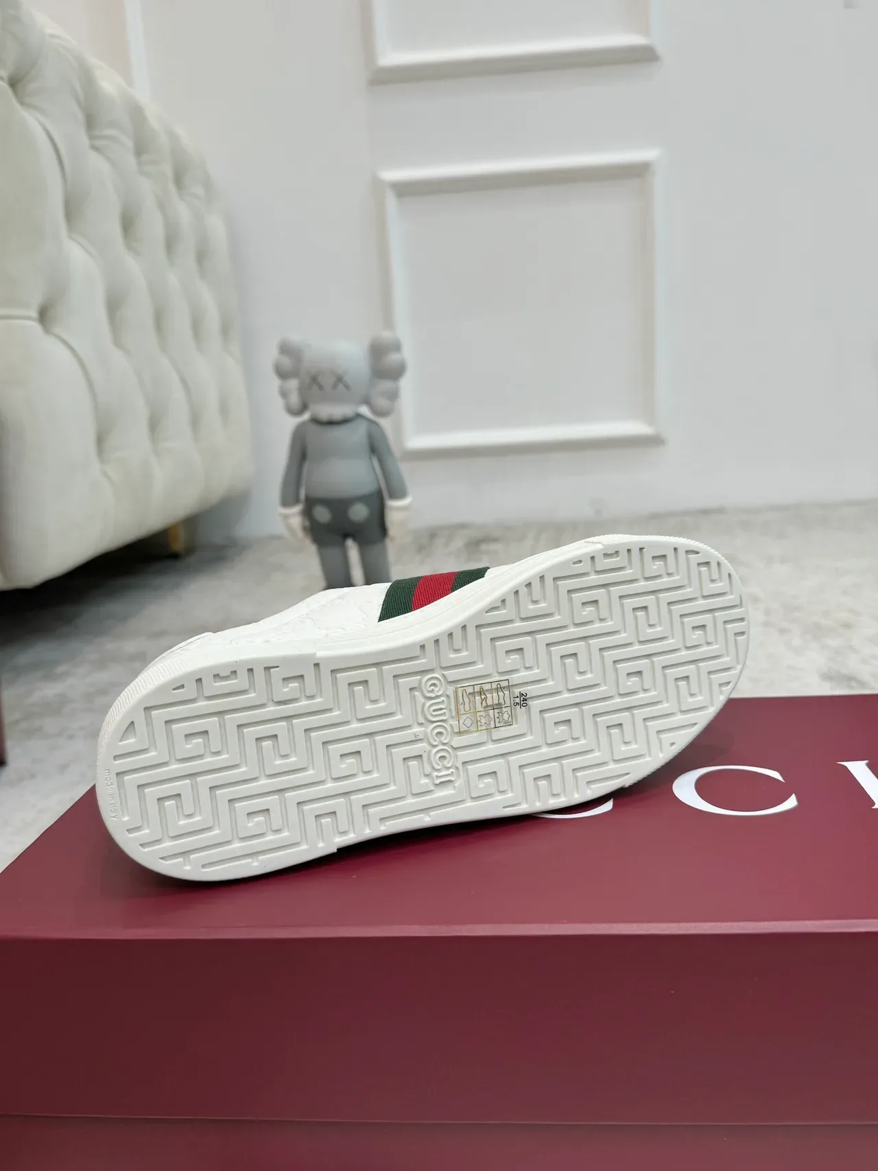 Gucci Ace White Embossed GG Web Stripe Lifestyle Sneakers 2