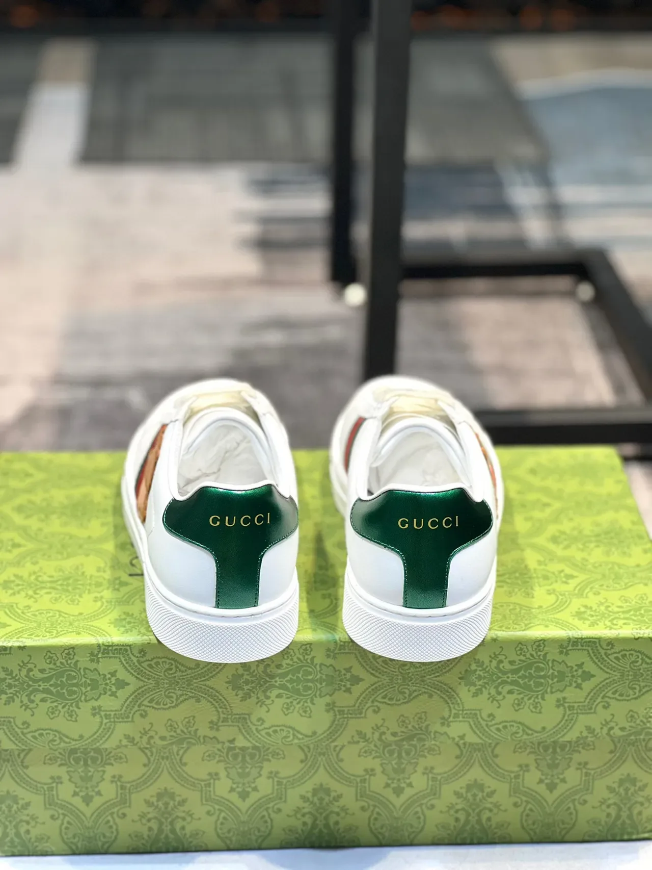 Gucci Ace White Green Red Web Stripe Embroidered Bear Lifestyle Sneaker 2