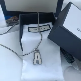 Gucci Alphabet A Pendant Silver Box Chain Necklace