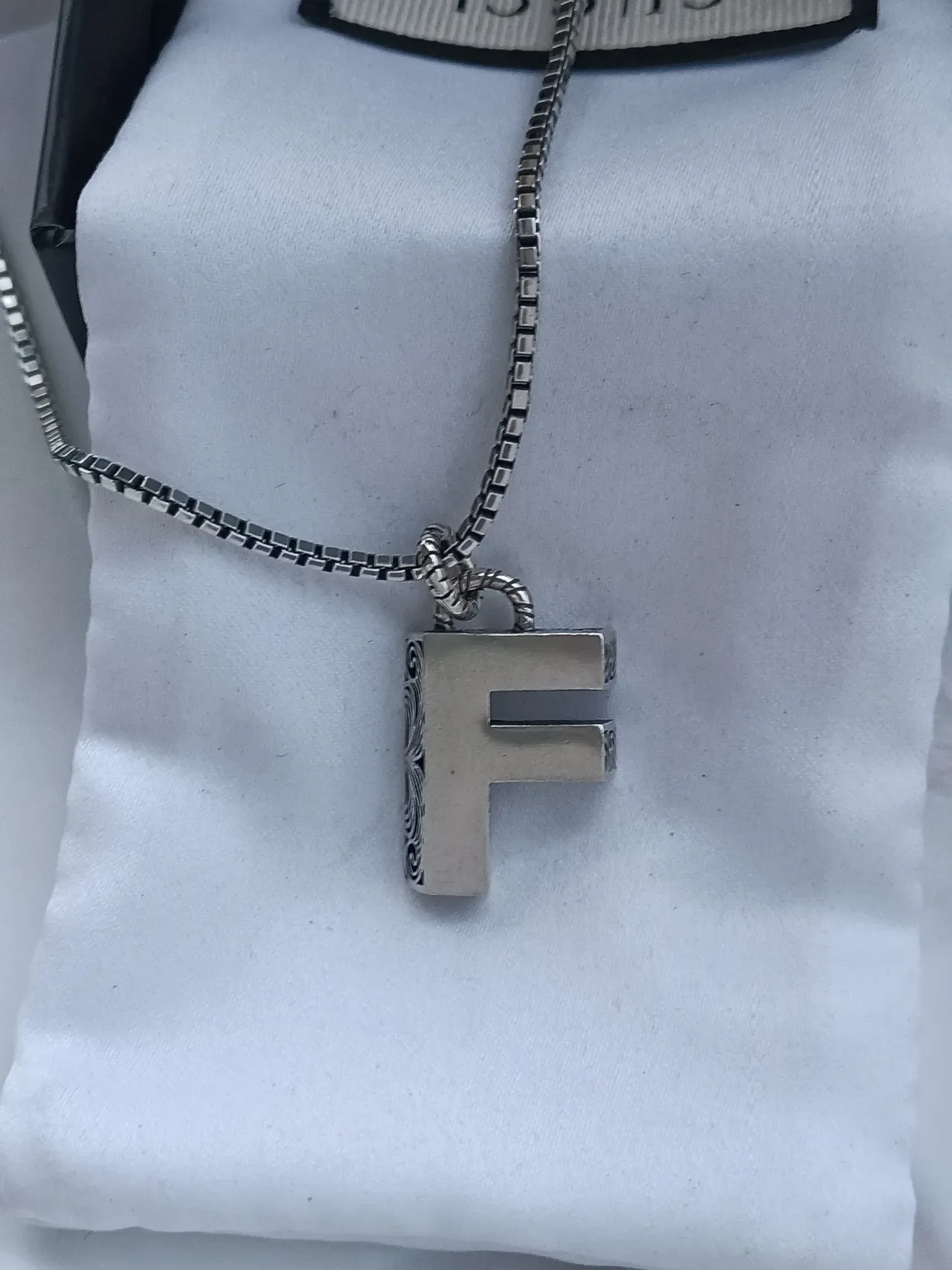 Gucci Alphabet A Pendant Silver Box Chain Necklace 6