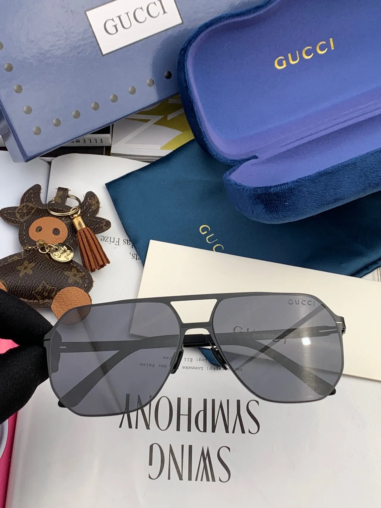 Gucci Óculos de Sol com Armação de Metal Inspirada em Aviador e Lentes Gradientes 5