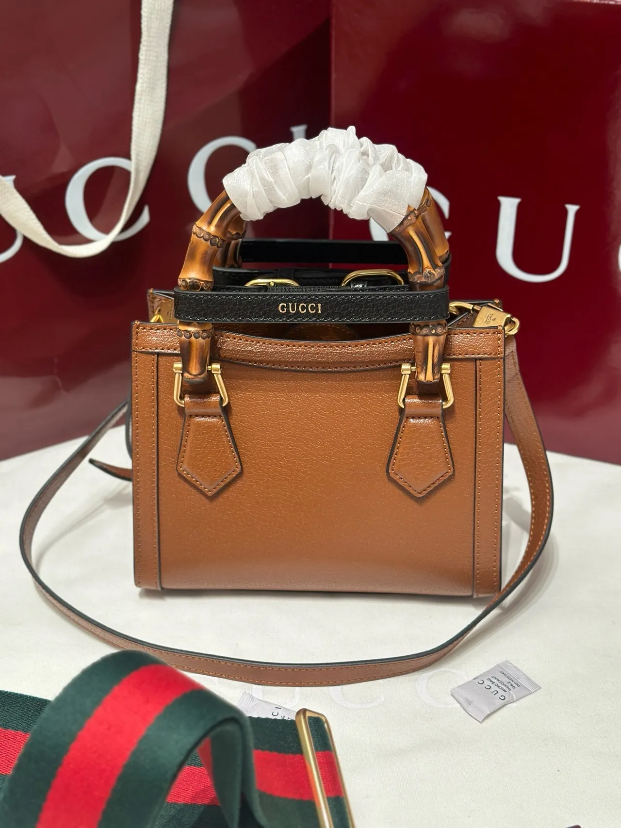 Gucci Bamboo Brown Interlocking G Logo Sac Tote 2