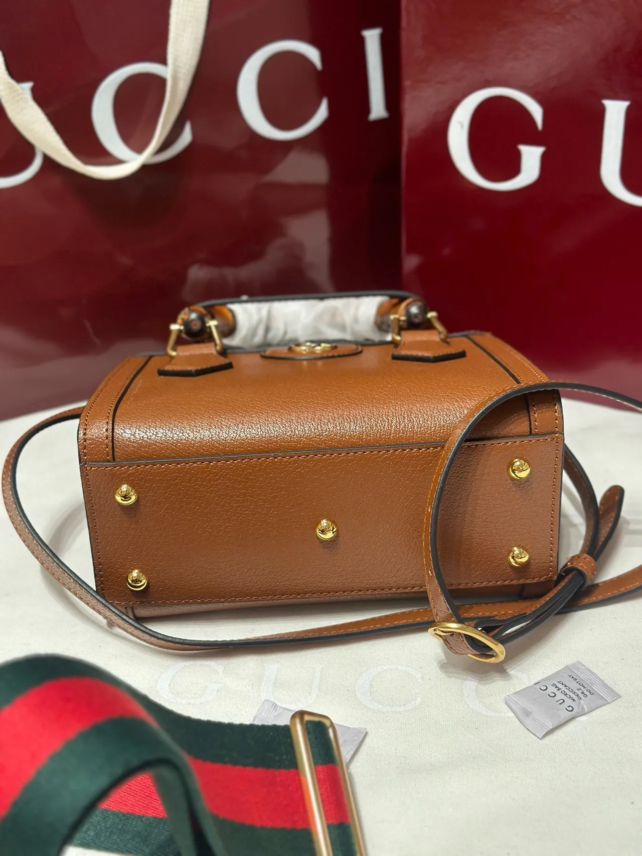Gucci Bamboo Brown Interlocking G Logo Sac Tote 4
