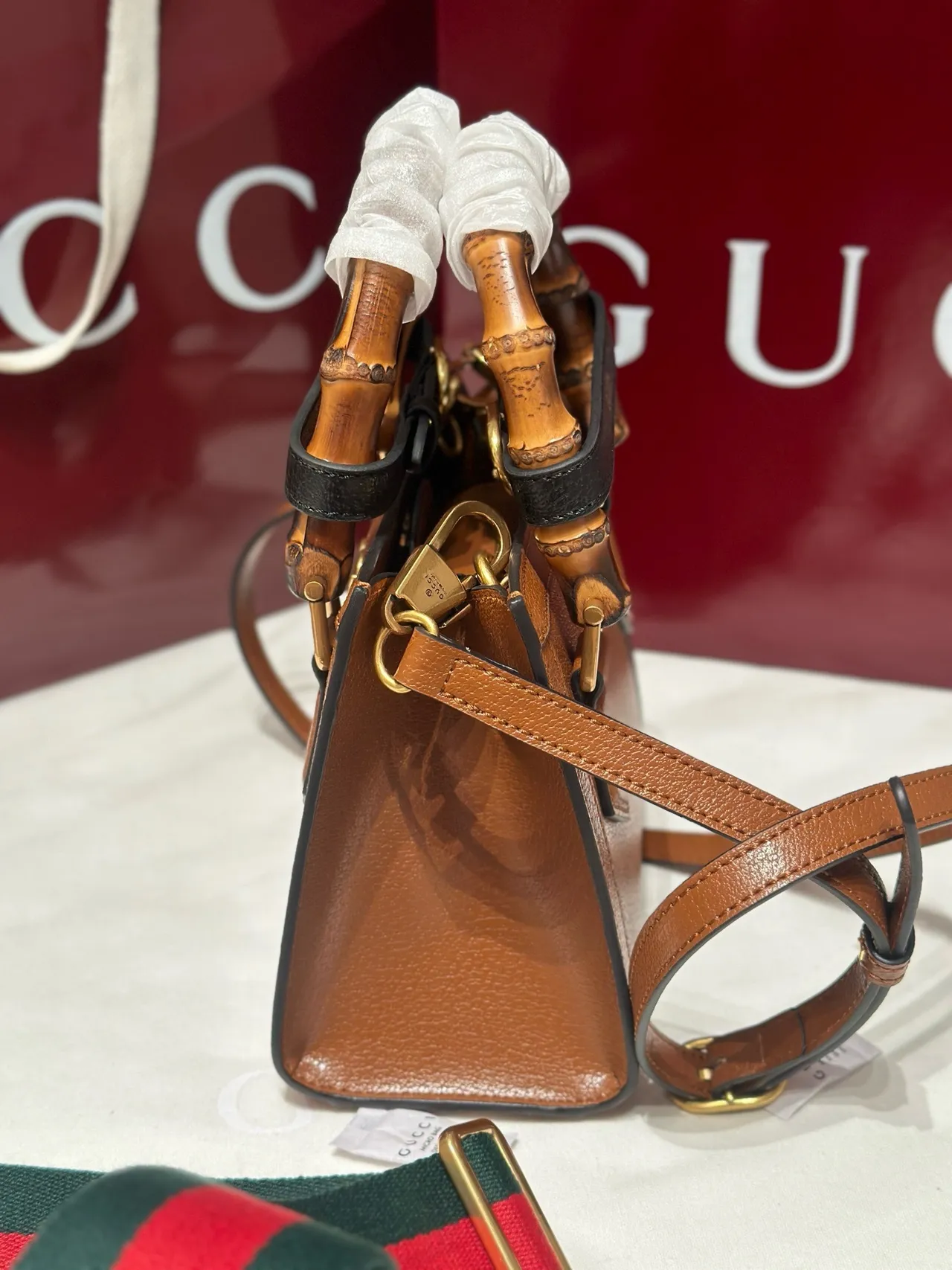 Gucci Bamboo Brown Interlocking G Logo Sac Tote 5