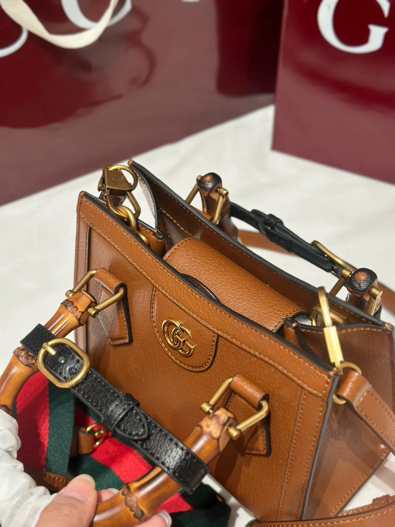 Gucci Bamboo Brown Interlocking G Logo Sac Tote 6