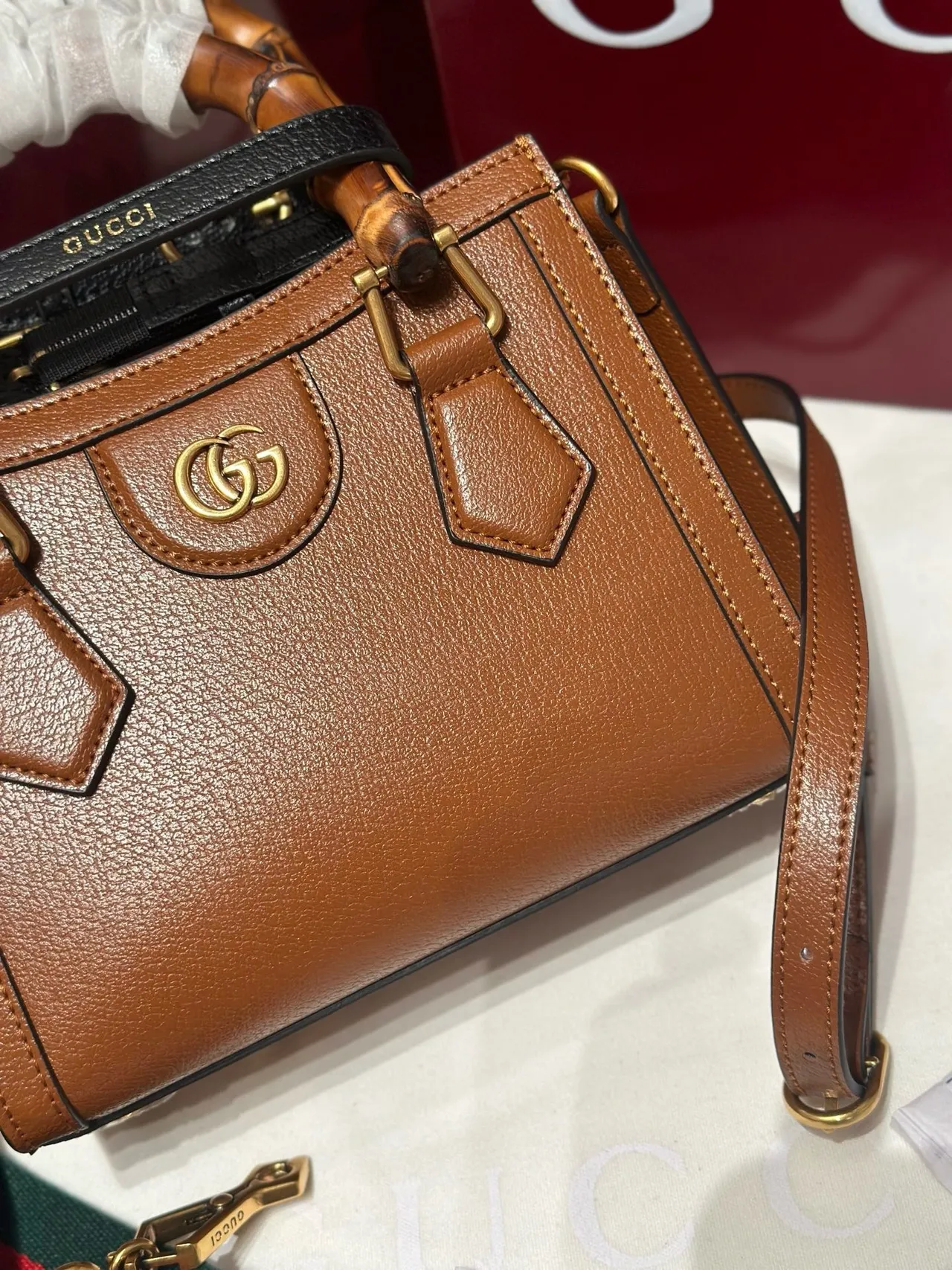 Gucci Bamboo Brown Interlocking G Logo Sac Tote 7