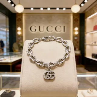 Gucci Bamboo Chain Interlocking G Charm Silver-Tone Bracelet