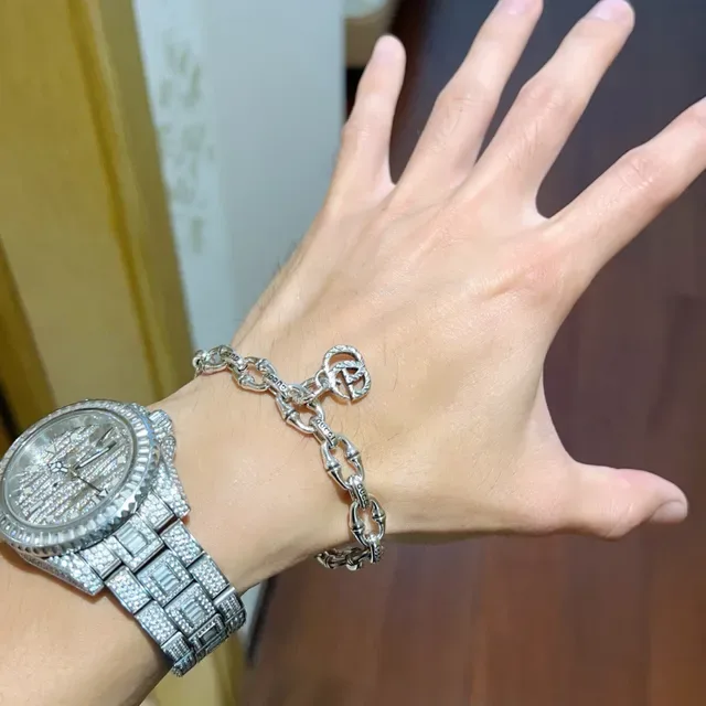 Gucci Bamboo Chain Interlocking G Charm Silver-Tone Bracelet 5