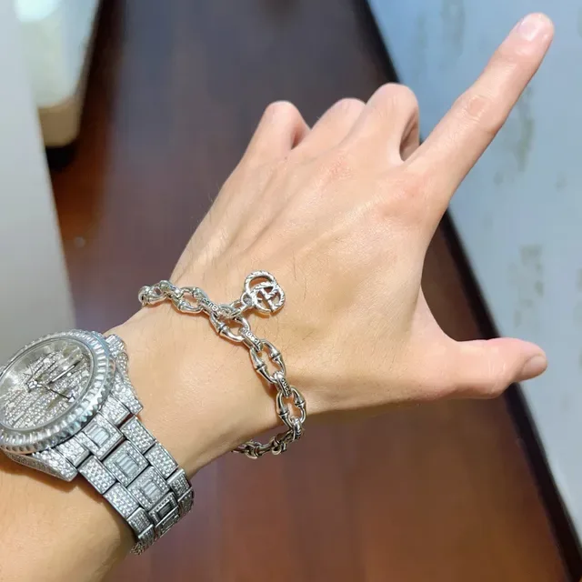 Gucci Bamboo Chain Interlocking G Charm Silver-Tone Bracelet 8