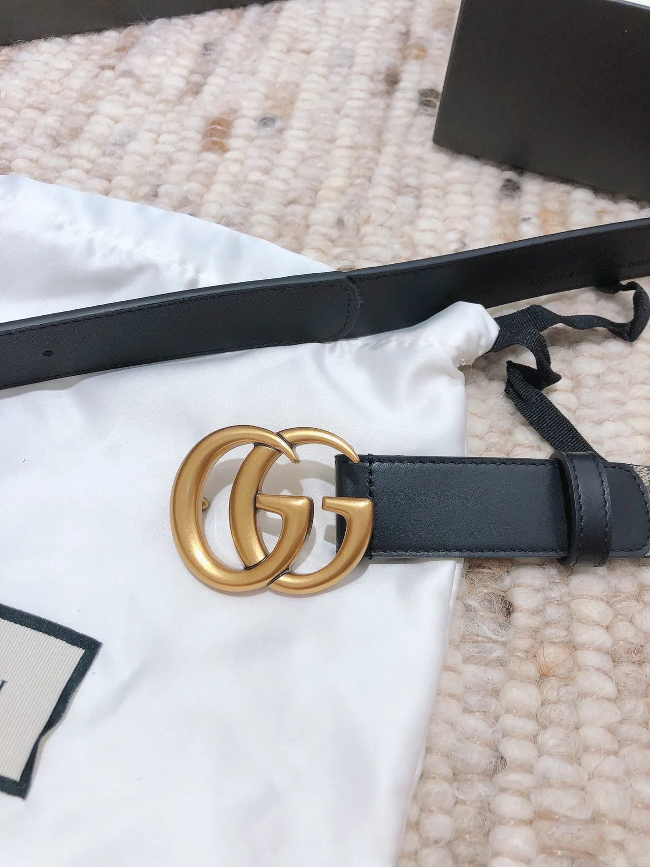 Gucci Beige Black GG Monogram Canvas Trim Leather Belt 7