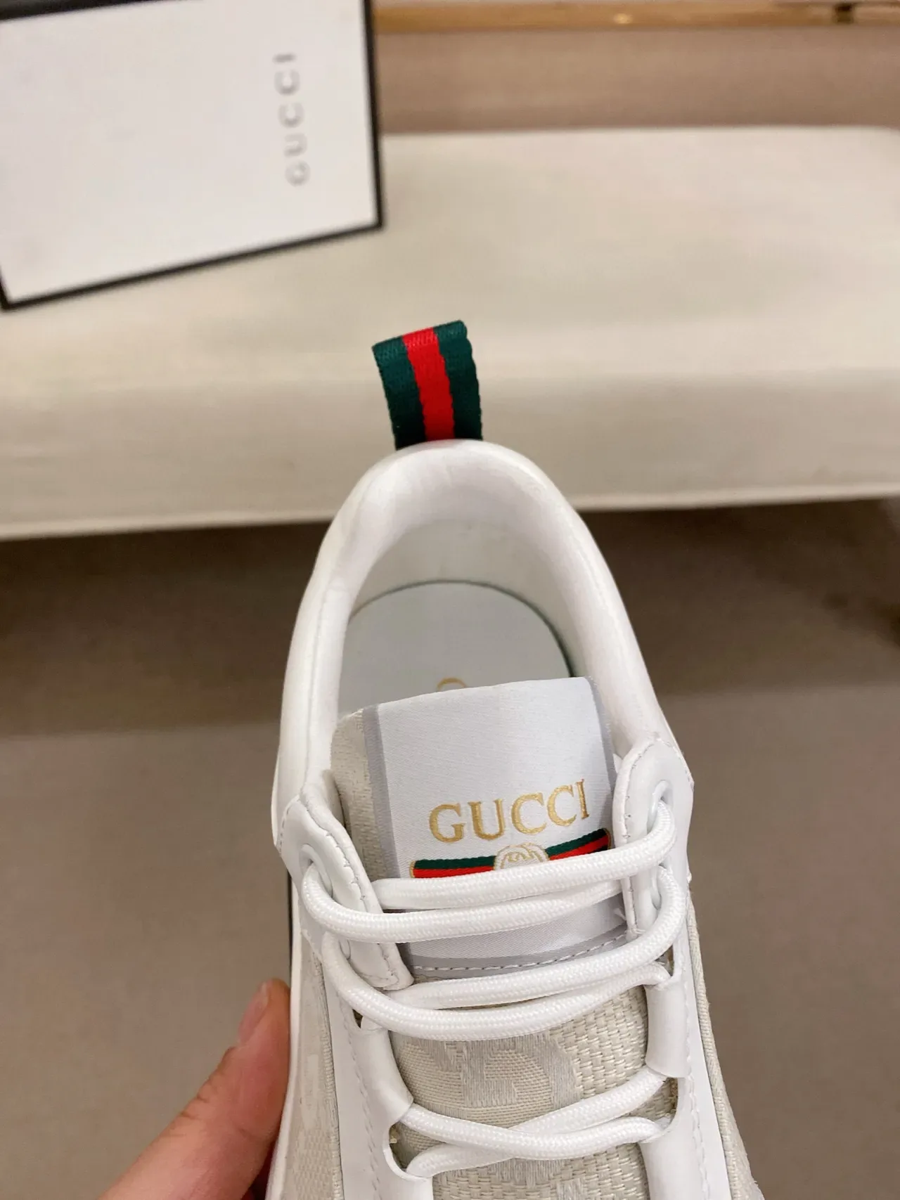 Gucci Beige Black Monogrammed Mesh Suede Overlays Lifestyle Sneakers 6