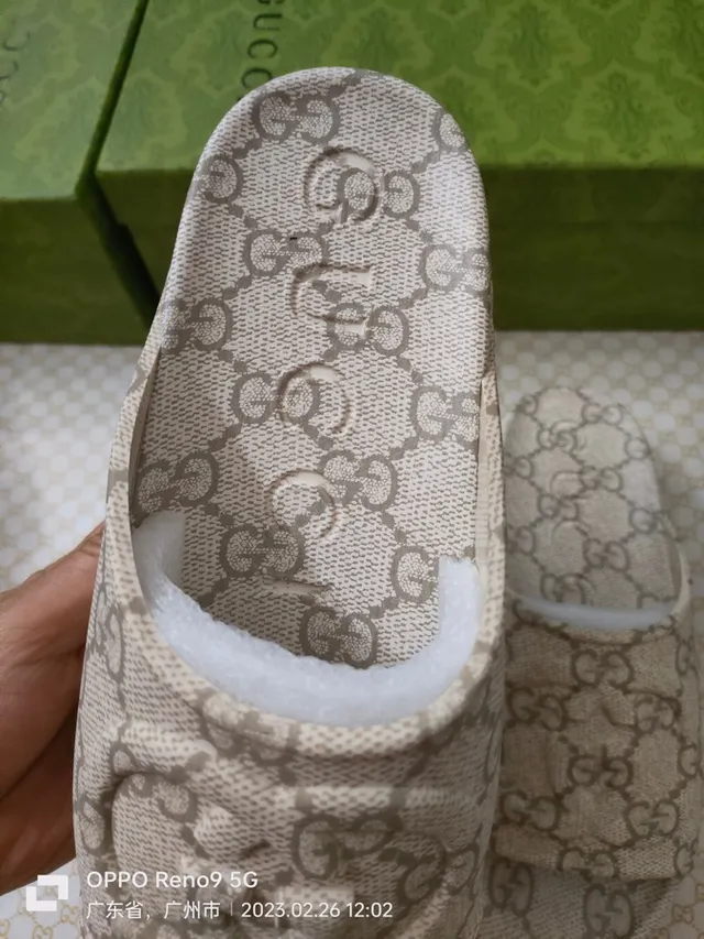 Gucci Beige Brown GG Monogram Canvas Embroidered Logo Detail Slippers 4