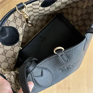 Gucci Beige Brown GG Monogram Canvas Leather Trim Tote Bag 3