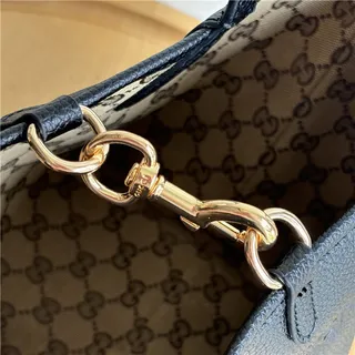 Gucci Beige Brown GG Monogram Canvas Leather Trim Tote Bag 4