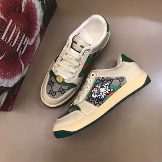 Gucci Beige Multicolor Floral-Embroidered GG Monogram Canvas Lifestyle Sneakers