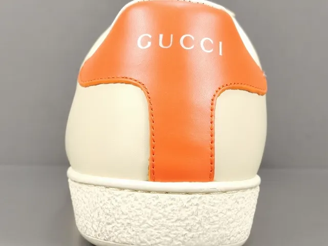 Gucci Beige Orange Leather Upper Flat Rubber Sole Lifestyle Sneakers 6