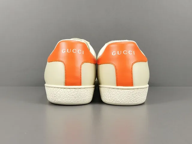 Gucci Beige Orange Leather Upper Flat Rubber Sole Lifestyle Sneakers 11