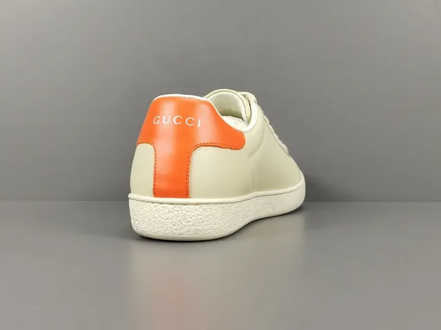 Gucci Beige Orange Leather Upper Flat Rubber Sole Lifestyle Sneakers 15