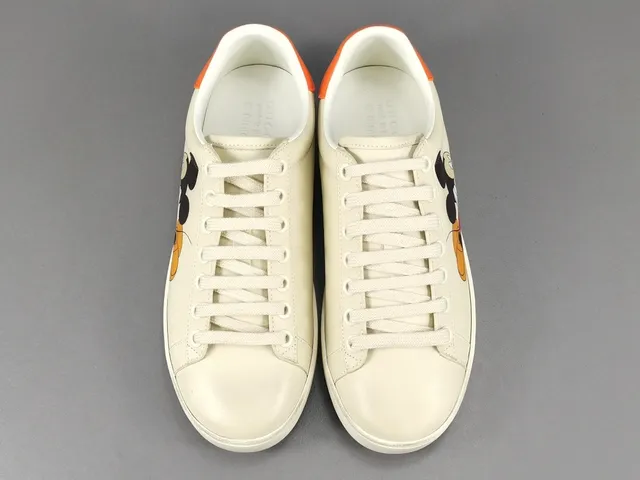 Gucci Beige Orange Leather Upper Flat Rubber Sole Lifestyle Sneakers 17