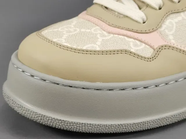 Gucci Beige Pink Chunky Platform Sole GG Monogram Textile Lifestyle Sneakers 9