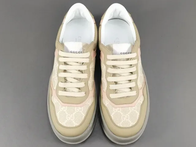Gucci Beige Pink Chunky Platform Sole GG Monogram Textile Lifestyle Sneakers 16