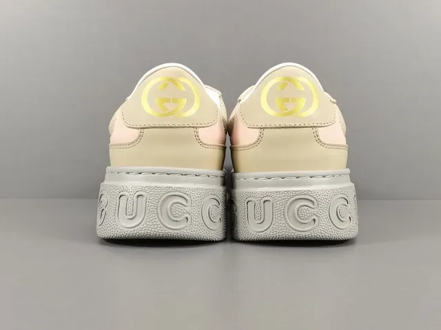Gucci Beige Pink Chunky Platform Sole GG Monogram Textile Lifestyle Sneakers 17