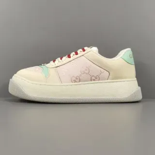 Gucci Beige Pink GG Monogram Canvas Color-Blocked Upper Lifestyle Sneakers