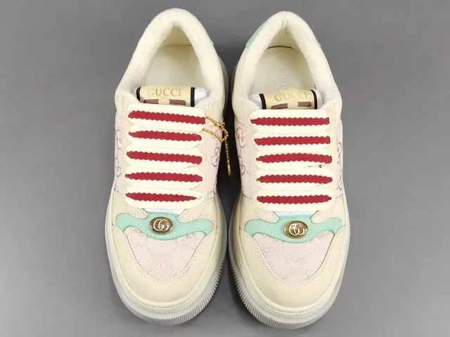 Gucci Beige Pink GG Monogram Canvas Color-Blocked Upper Lifestyle Sneakers 16