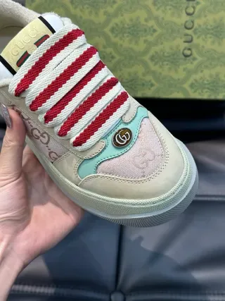Gucci Beige Pink Platform Sole GG Monogram Canvas Lifestyle Sneakers 5