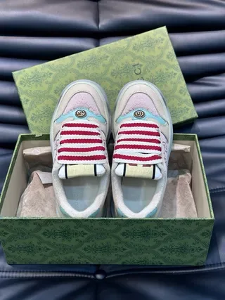 Gucci Beige Pink Platform Sole GG Monogram Canvas Lifestyle Sneakers 6