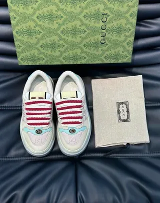 Gucci Beige Pink Platform Sole GG Monogram Canvas Lifestyle Sneakers 7